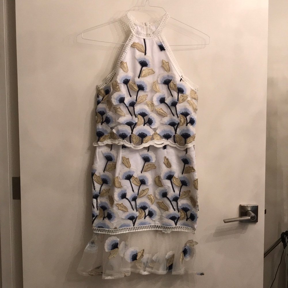 Embroidered flower organza dress